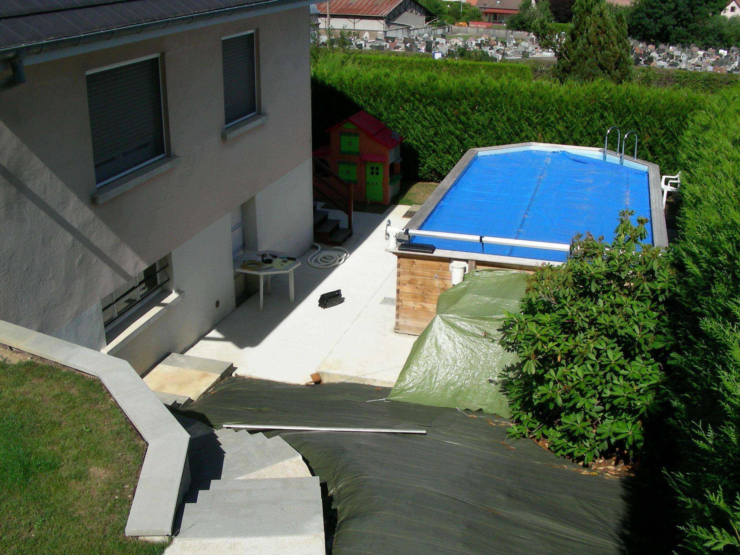 Terrasse tour de piscine hors sol - Avant