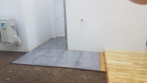 création terrasse sortie de jardin Bartenhein 68 installation