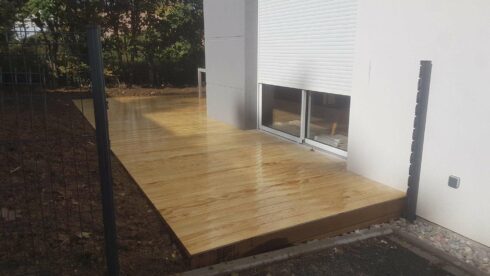 création terrasse sortie de jardin Bartenhein 68 pose