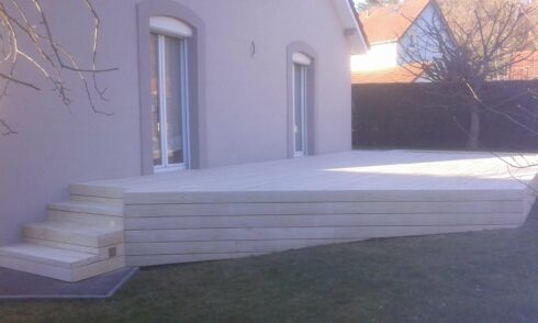 création terrasse sortie de jardin Bavilliers 90 installation