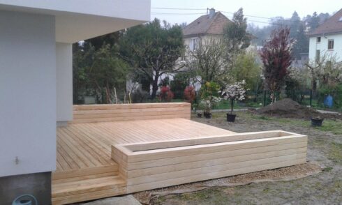 création terrasse sortie de jardin Brunstadt 68 pose