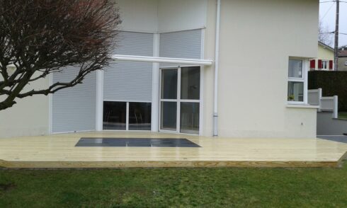 création terrasse sortie de jardin Dasle 25 installation