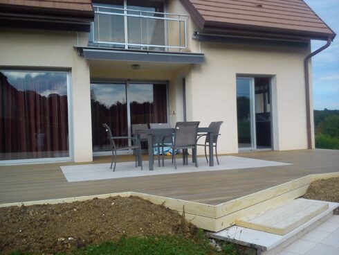 création terrasse sortie de jardin Dung 25 pose