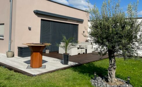 création terrasse sortie de jardin Froide Fontaine 90 pose