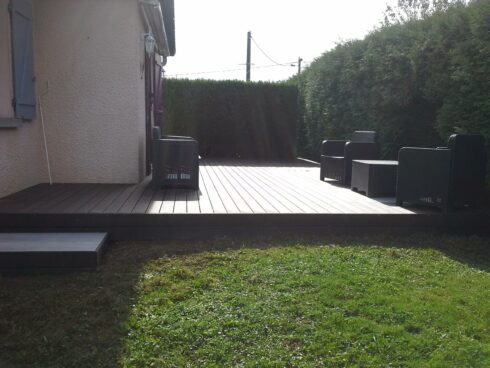 création terrasse sortie de jardin Héricourt 70 pose