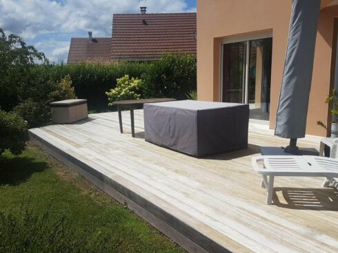 création terrasse sortie de jardin Montbéliard 25 pose