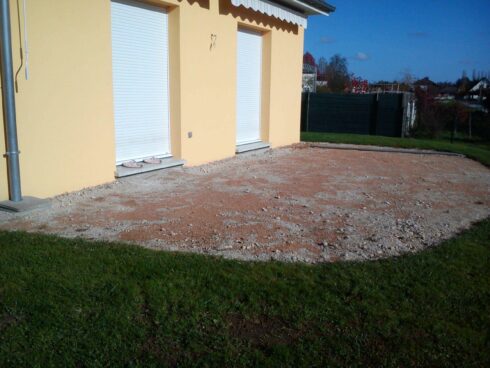 création terrasse sortie de jardin Offemont 90 pose