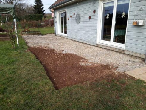 création terrasse sortie de jardin Planche Bas 70