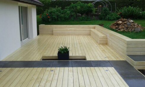création terrasse sortie de jardin Urcerey 90 installation