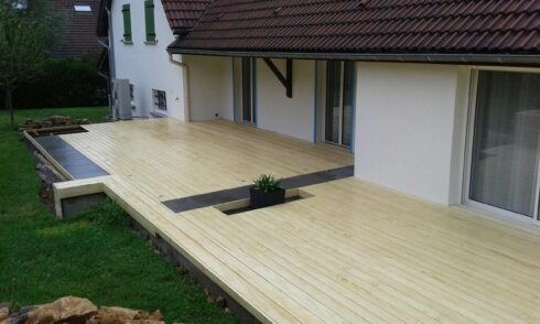 création terrasse sortie de jardin Urcerey 90 pose