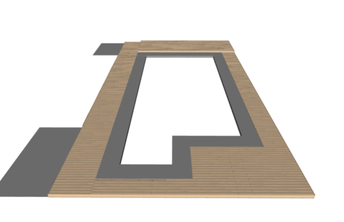 terrasse plage de piscine en rez de pelouse Rixheim 68 étude