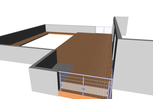 terrasse plage de piscine en rez de pelouse Trévenans 90 installation
