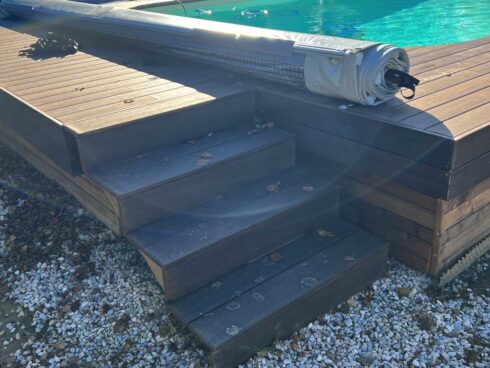 terrasse plage de piscine hors sol Montreux Jeune 68 installation