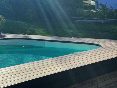 terrasse plage de piscine hors sol Montreux Jeune 68 pose