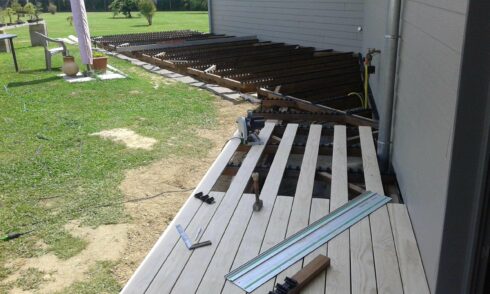 terrasse sortie de jardin Charmois 90 installation